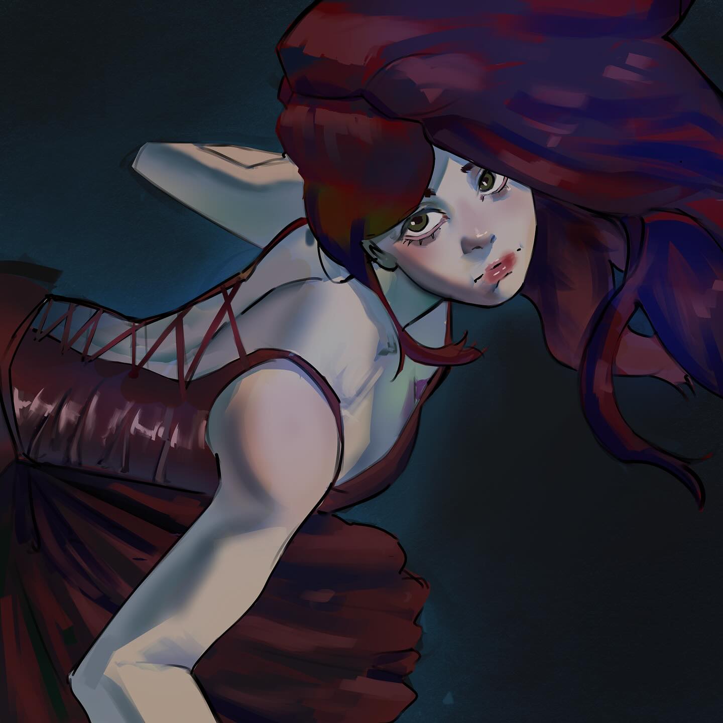 Stylized red-haired character study