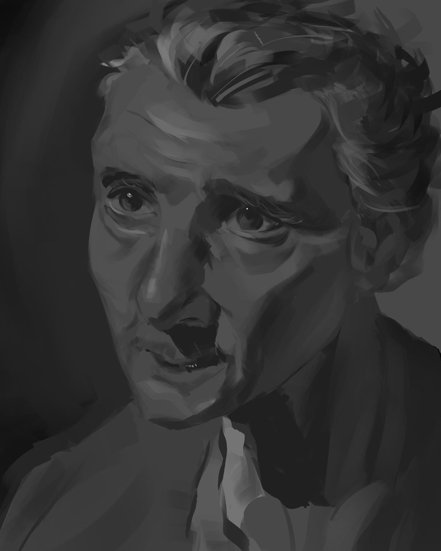 Greyscale portrait study of an older man